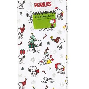 Peanuts Snoopy Holiday Kitchen Towels - Set of 2 - Red, Green, White NWT